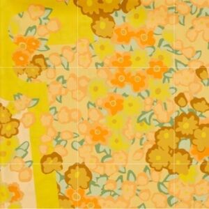 New TORY Burch Kira Blossom Double-Sided Silk Square Scarf Yellow new with tag